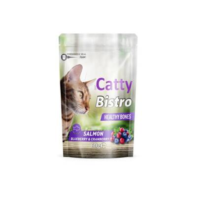 Catty Bistro Sağlıklı Kemikler Somonlu Yaban Mersinli ve Kızılcıklı Kedi Ödül Maması 60 Gr - 1