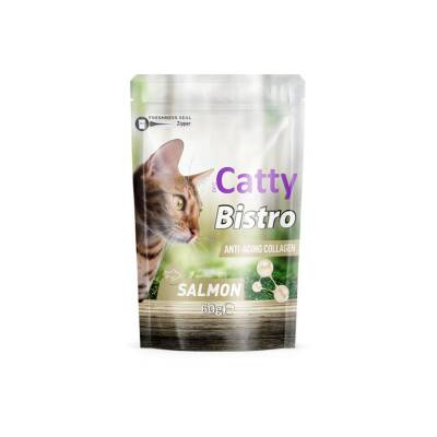 Catty Bistro Yaşlanma Karşıtı Kolajen Somonlu Kedi Ödül Maması 60 Gr - 1
