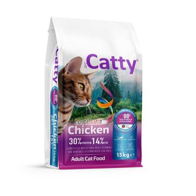 Catty Colourmix Tavuklu Renkli Taneli Yetişkin Kedi Maması 15+1 Kg - 1