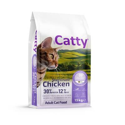 Catty Tavuklu Kısırlaştırılmış Yetişkin Kedi Maması 15 Kg - 1