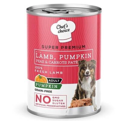 Chef's Choice Tahılsız Kuzulu Balkabaklı Ezme Konserve Köpek Maması 400 gr - 1