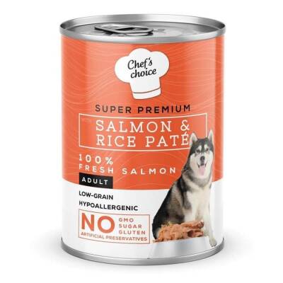 Chef's Choice Tahılsız Somonlu Pirinçli Ezme Konserve Köpek Maması 400 gr - 1