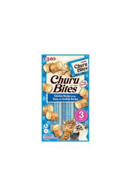 Ciao Churu Bites Tavuk Sargılı Deniz Taraklı ve Ton Balıklı Kedi Ödül Maması 3 X 10 gr - 1