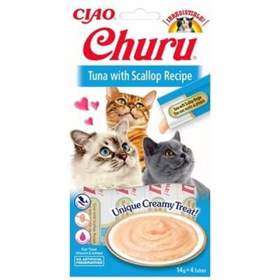 Ciao Churu Cream Ton Balıklı ve Deniz Taraklı Kedi Ödül Kreması 4*14 Gr - 1
