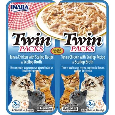 Ciao Twins Churu Ton Balıklı , Tavuklu Deniz Taraklı Kedi Çorbası 2 X 40 gr - 1
