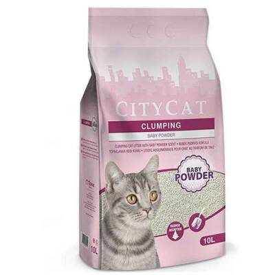 City Cat Bebek Pudra Kokulu Topaklaşan Bentonit Kedi Kumu 10 lt - 1