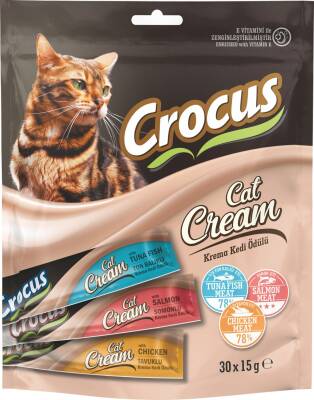 Crocus Çoklu Tavuklu & Ton Balıklı & Somonlu Krema Kedi Ödülü 30 X 15 gr - 1