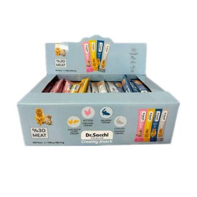 Dr. Sacchi Creamy Snack Karışık Lezzetler Sıvı Krema Kedi Ödülü 100'lü Kutu - 1