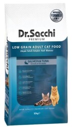 Dr. Sacchi Premium Düşük Tahıllı Somonlu ve Ton Balıklı Yetişkin Kedi Maması 10 kg - Dr. Sacchi