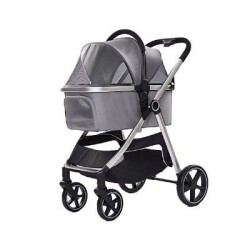 EuroDog Katlanabilir Köpek Arabası Gri 78x58x106 cm - EuroDog