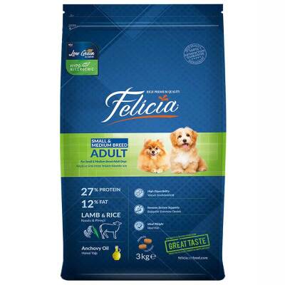Felicia Kuzulu Küçük ve Orta Irk Düşük Tahıllı Köpek Maması 3 kg - 1
