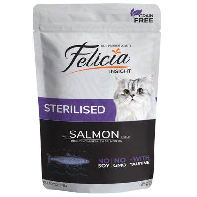 Felicia Pouch Sterilised Kısırlaştırılmış Somonlu Tahılsız Yetişkin Kedi Konservesi 85 Gr - 1