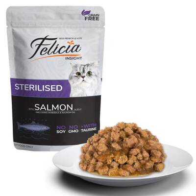 Felicia Pouch Sterilised Kısırlaştırılmış Somonlu Tahılsız Yetişkin Kedi Konservesi 85 Gr - 2