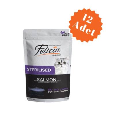 Felicia Pouch Sterilised Kısırlaştırılmış Somonlu Tahılsız Yetişkin Kedi Konservesi 85 Gr x 12 Adet - 1