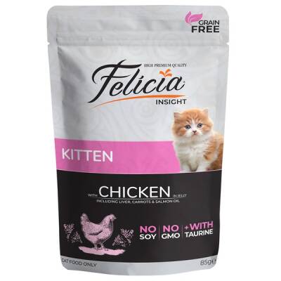 Felicia Pouch Tavuklu Tahılsız Yavru Kedi Konservesi 85 Gr - 1