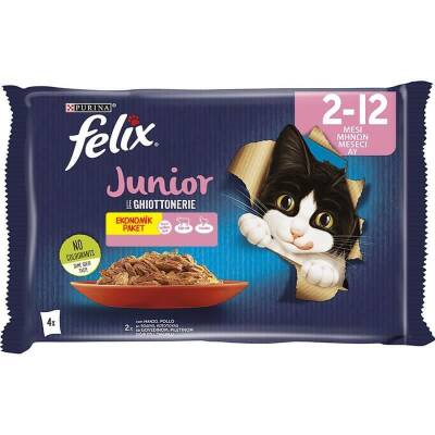 Felix Junior Pouch Ekonomik Paket Tavuklu Yavru Kedi Konservesi 4'lü 85 gr - 1