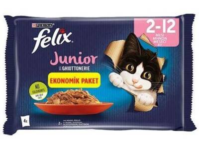 Felix Junior Pouch Ekonomik Paket Tavuklu Yavru Kedi Konservesi 4'lü 85 gr - 2