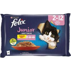 Felix Junior Pouch Tavuklu ve Sığır Etli Kedi Konservesi (4 X 85 gr) - Felix