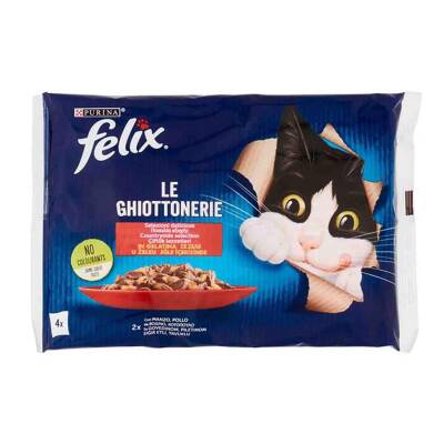 Felix Multipack Sığır ve Tavuk Etli Yetişkin Yaş Kedi Maması 4 X 85 gr - 1