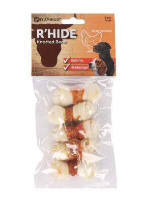 Flamingo Rhide Tavuk Sargılı Burgu Düğümlü Köpek Kemik Ödülü 5 Cm 5'li - 1
