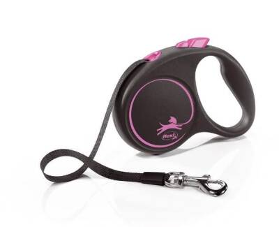 Flexi Black Design Pembe 5 mt Şerit Otomatik Tasma Small - 1