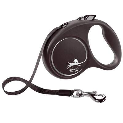 Flexi Black Design Siyah 5 mt Şerit Otomatik Tasma Small - 1