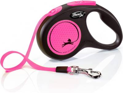 Flexi Neon Şerit Otomatik Köpek Tasması Small 5 mt Pembe - 1