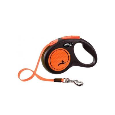 Flexi Neon Turuncu 5 mt Şerit Otomatik Tasma Small - 1