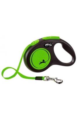 Flexi Neon Yeşil 5 mt Şerit Otomatik Tasma Small - 1