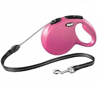 Flexi New Classic İp Otomatik Köpek Gezdirme Tasması Pembe XS 3 mt - 1