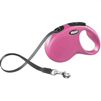 Flexi New Classic Şerit Otomatik Köpek Gezdirme Tasması Pembe XS 3 mt - 1
