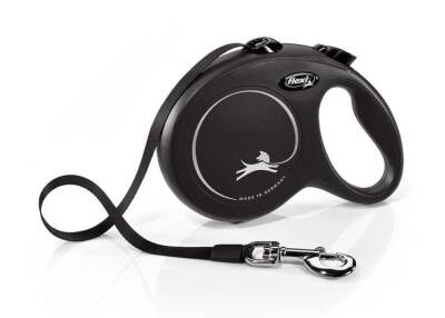 Flexi New Classic Şerit Otomatik Köpek Gezdirme Tasması Siyah L 8 mt - 1
