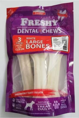 Freshy Beyaz Press Deri Köpek Çiğneme Kemiği 55 gr 3'lü 165 gr - 1
