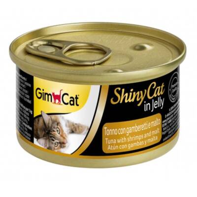 Gimcat Shinycat Jelly Tuna Balıklı ve Karidesli Malt Özlü Konserve Yetişkin Kedi Maması 70 gr - 1