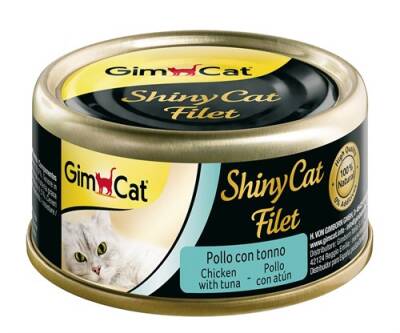 Gimcat Shinycat Kıyılmış Tavuklu ve Ton Balıklı Fileto Yetişkin Kedi Konservesi 70 gr - 1