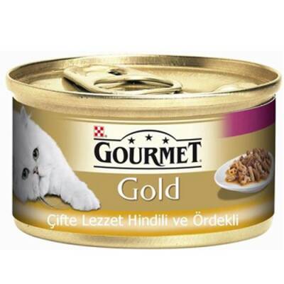 Gourmet Gold Hindi Etli ve Ördekli Konserve Yetişkin Kedi Maması 85 gr - 1