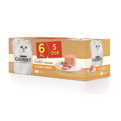 Gourmet Gold Kıyılmış Hindili Yetişkin Konserve Kedi Maması (6 AL 5 ÖDE) 85 gr - 1