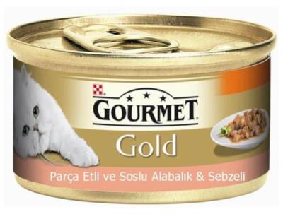 Gourmet Gold Parça Etli Soslu Alabalık ve Sebzeli Konserve Yetişkin Kedi Maması 85 gr - 1
