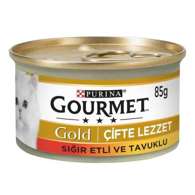 Gourmet Gold Sığır Etli ve Tavuklu Konserve Yetişkin Kedi Maması 85 gr - 1