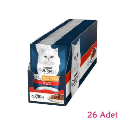 Gourmet Perle Parça Etli Izgara Sığır Etli Yetişkin Kedi Konservesi 26 Adet X 85 gr - 1