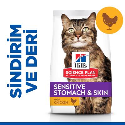 Hill's SCIENCE PLAN Hassas Mide & Deri Yetişkin Tavuklu Kedi Maması 1,5 kg - 1