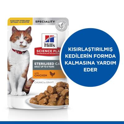 Hill's Science Plan Kısırlaştırılmış Yetişkin Tavuklu Kedi Pouch 12 X 85 gr - 2