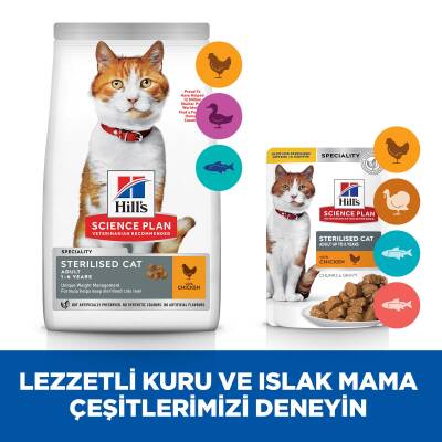 Hill's Science Plan Kısırlaştırılmış Yetişkin Tavuklu Kedi Pouch 12 X 85 gr - 5