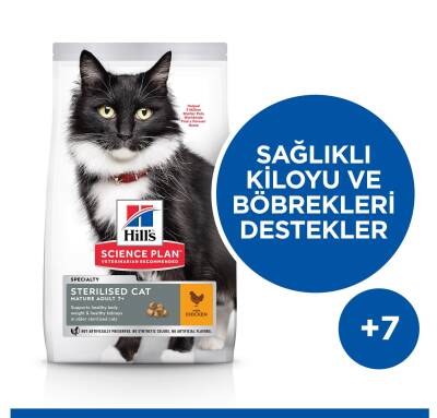 Hill's SCIENCE PLAN Kısırlaştırılmış +7 Yaşlı Tavuklu Kedi Maması 1,5 kg - 2
