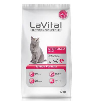 LaVital Sterilesed Somonlu Kısırlaştırılmış Yetişkin Kedi Maması 12 kg - 1