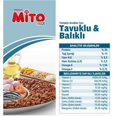LaMito Mix Adult Cat Tavuklu ve Balıklı Renkli Taneli Yetişkin Kedi Maması 1 kg - 4