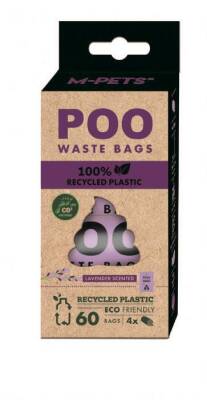 M-Pets Poo %100 Recycled Dışkı Poşeti Lavanta Kokulu 4x15 Yaprak - 1