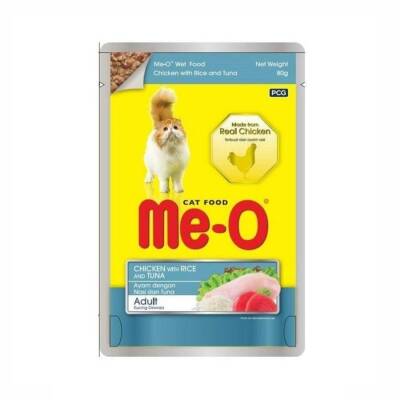 Me-O Pouch Tavuk, Pirinç ve Ton Balıklı Yetişkin Kedi Konservesi 80 Gr - 1