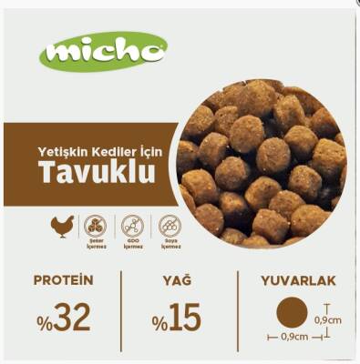 Micho Tavuklu Hamsili Yetişkin Kedi Maması 15 kg - 2