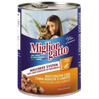 Miglior Gatto Parça Etli Kümes Hayvanlı ve Havuçlu Konserve Kedi Maması 405 gr - 1